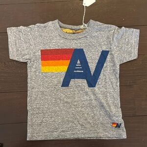 Aviator Nation Kids Gray T-Shirt with Blue and Red Accents